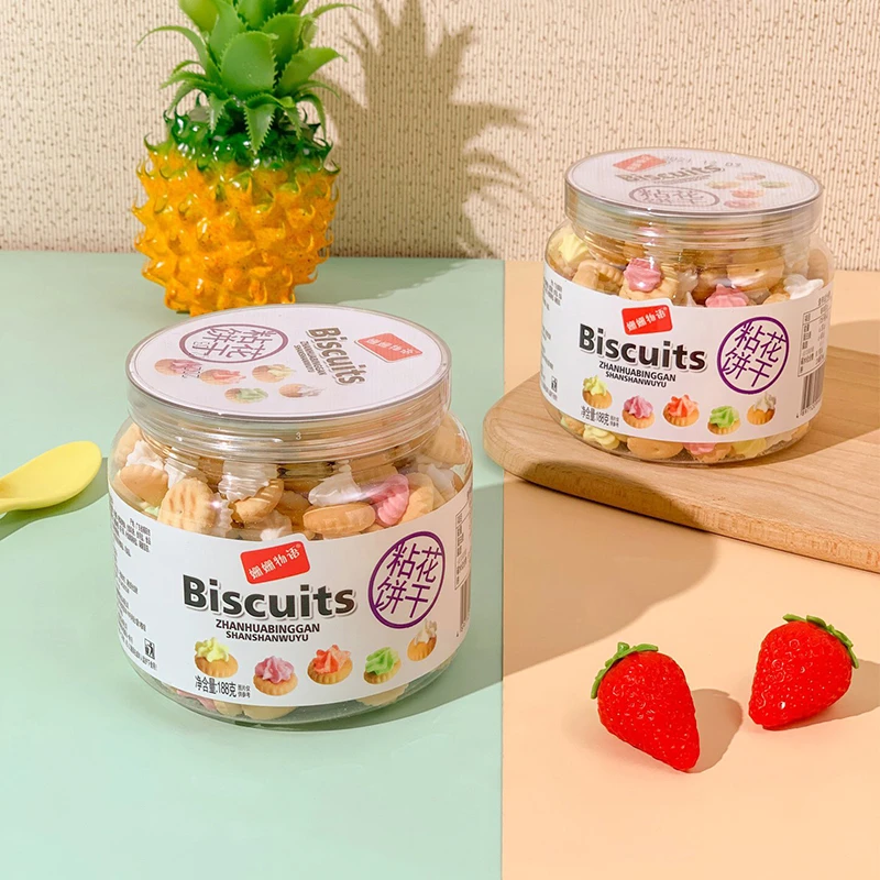 粘花饼干8090儿时怀旧零食小吃多彩花占饼小饼干网红儿童休闲食品