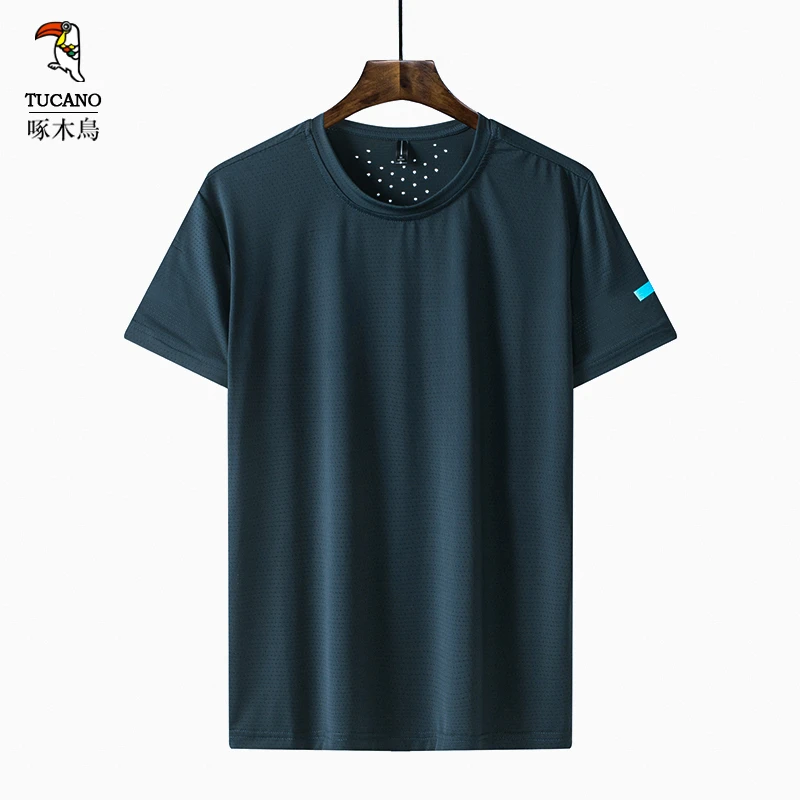 啄木鸟冰丝短袖T恤男士夏季薄款透气无痕速干运动上衣户外宽松