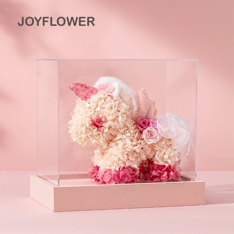 joyflower独角兽永生花真玫瑰绣球干花礼盒送女生情人节生日礼物