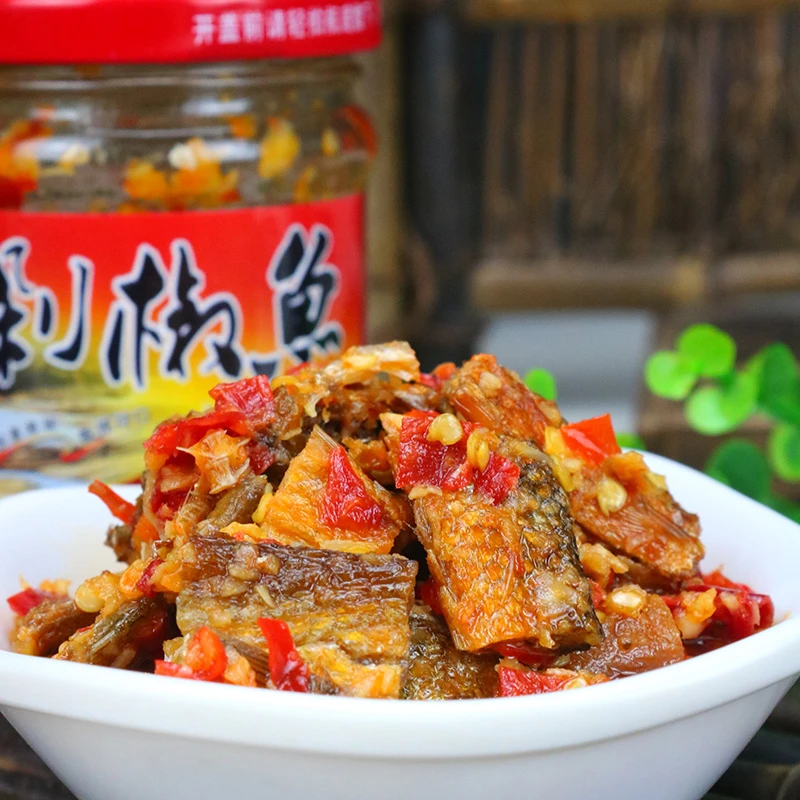 乡村缘特产地道下饭菜香辣腊肉辣椒酱瓶装大块牛肉剁椒鱼永州特产