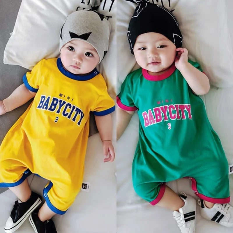 婴儿衣服夏款宝宝短袖连体衣空调服网红