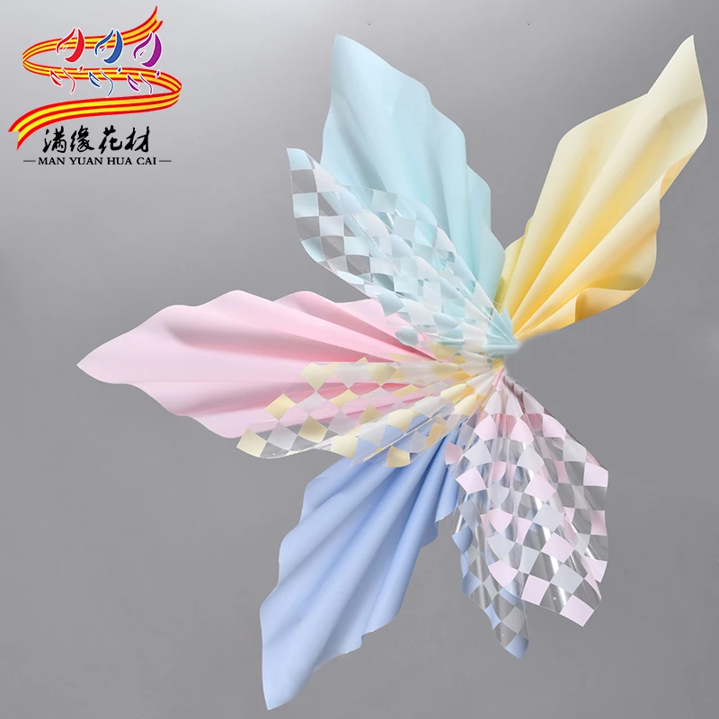 满缘魔方透明格纹opp玻璃纸防水花艺鲜花包装纸花店玫瑰花包花纸