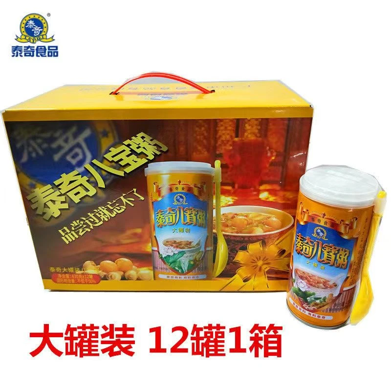 泰奇大罐装八宝粥430克12罐整箱速食又营养早餐粥0添加剂红豆桂圆