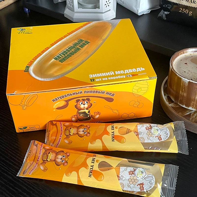 冬熊俄罗斯进口椴树蜂蜜便携礼盒小包装勺蜜250g天然营养健康品牌