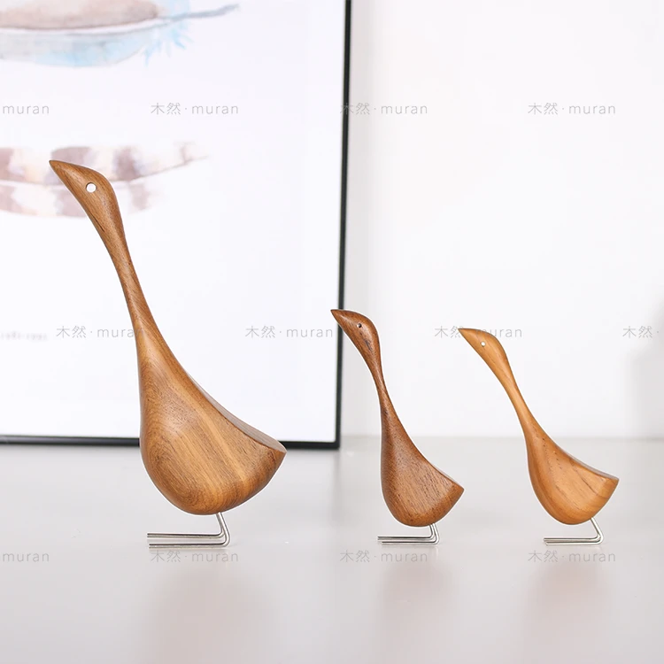 鹅木制国风礼品送客户木工艺品鹅小摆件大号ins风家居装饰儿童房