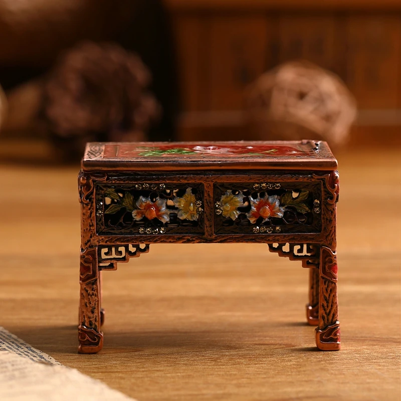 复古书桌珠宝盒珐琅工艺礼品收藏品装饰盒红古摆件合金首饰盒包邮