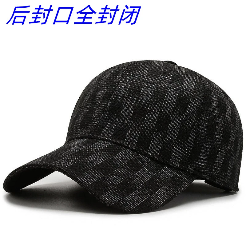 新款全封口棒球帽男士青年鸭舌帽格子全封闭帽子户外休闲遮阳帽