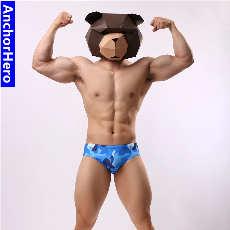宽边海锚君泳裤男三角时尚迷彩防水低腰性感激凸韩紧身沙滩海军风