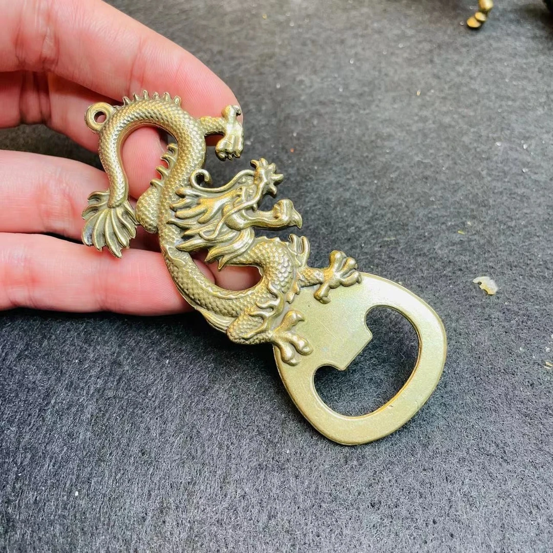 【士鸿】黄铜手工开瓶器铜制复古创意龙头啤酒起子个性挂件小摆件