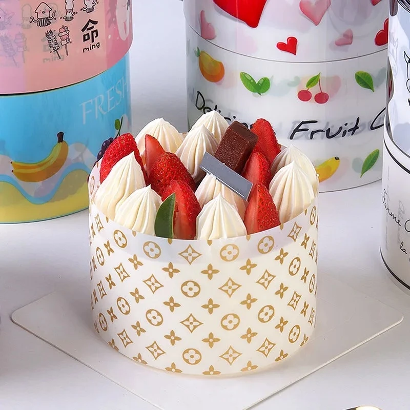 食品级加厚蛋糕围边爆浆生日硬透明慕斯围边加高围边蛋糕装饰印刷