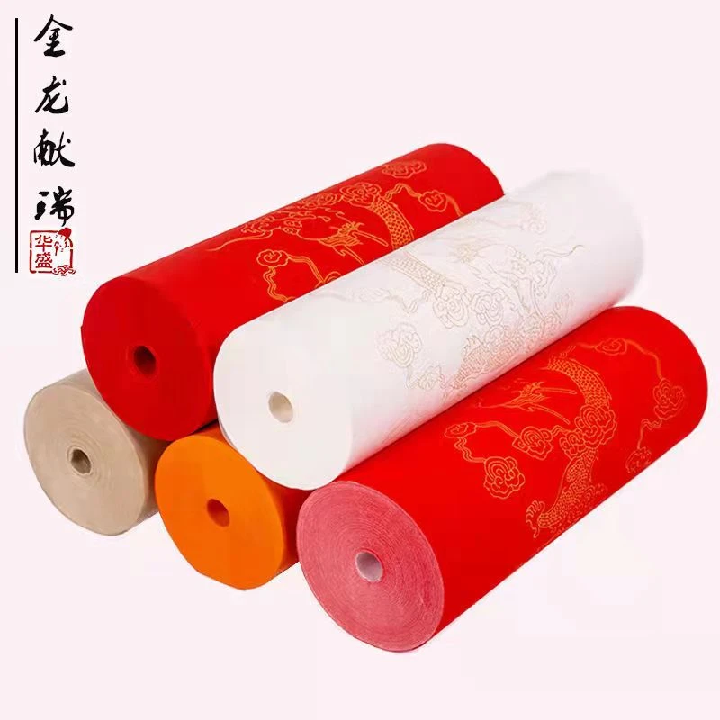 龙熹贡加厚龙纹长卷（白/仿古/大红/佛教黄毛笔）宣纸书法专用纸