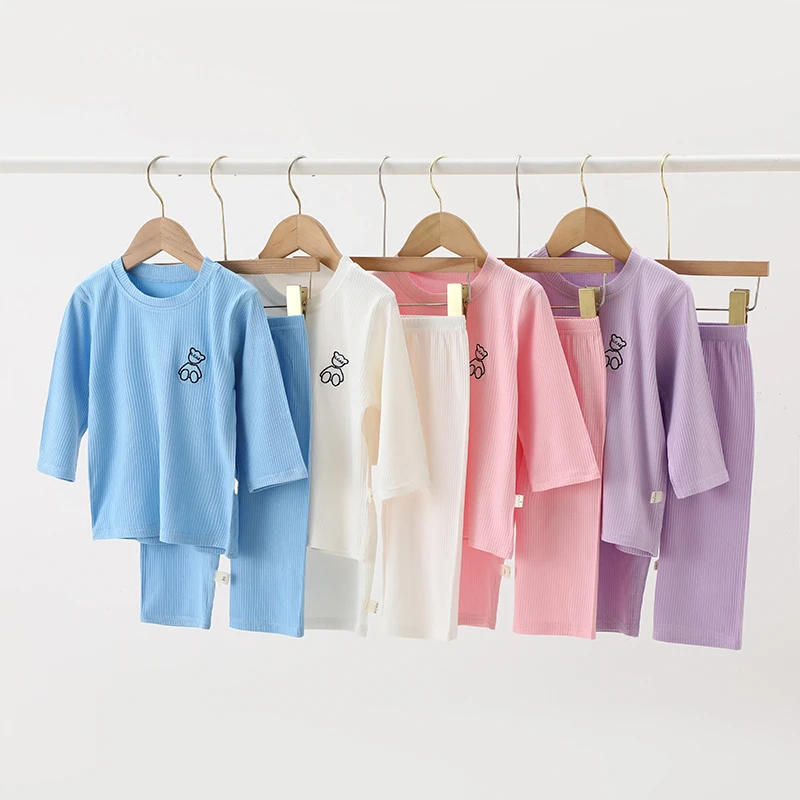 2024儿童纯棉薄款睡衣套装中大童透气空调服宝宝春夏季卡通家居服