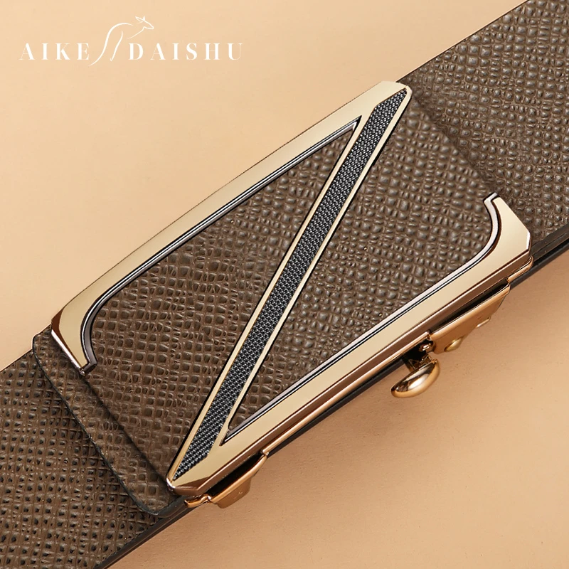 埃克袋鼠男士皮带真皮个性自动扣商务休闲牛皮腰带冬日时髦好物