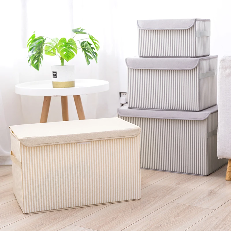 大号衣服收纳箱布艺整理箱可折叠储物盒子棉麻衣物衣柜家用收纳盒