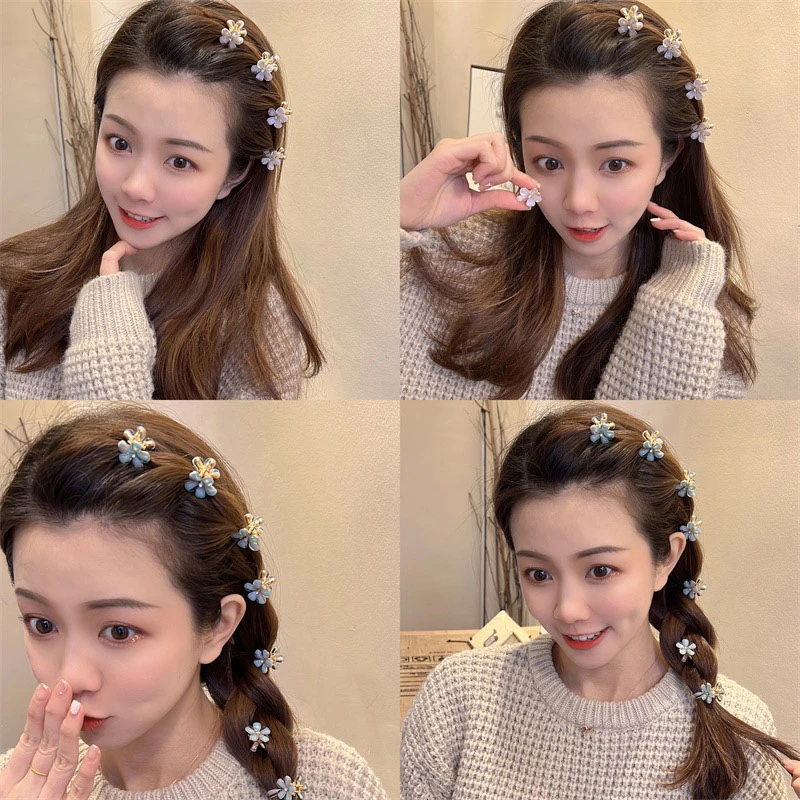 珐琅发饰 五瓣花闪闪编发小号后脑勺抓夹仙女发卡气质头饰