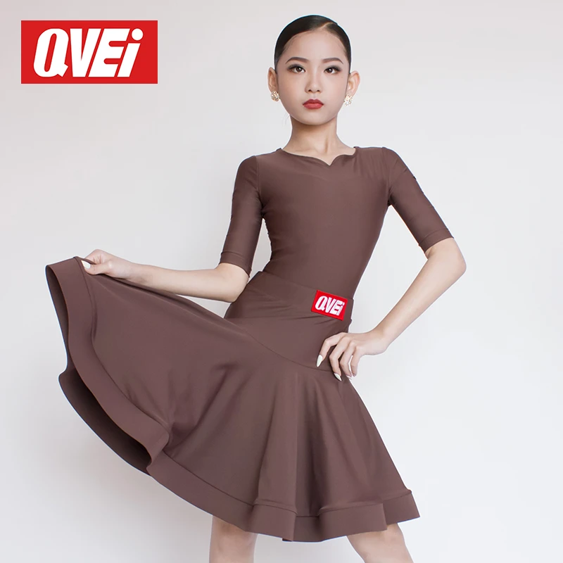 QVEi企魅夏季女儿童拉丁舞规定服专业比赛事表演出舞蹈裙训练功服