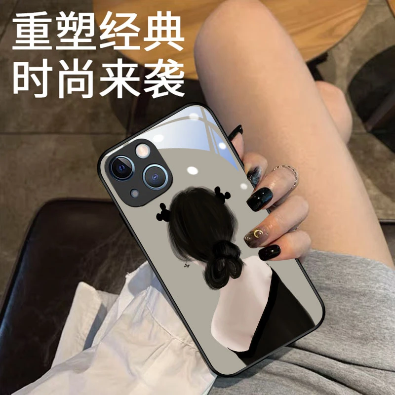【苹果/华为/oppo/vivo/小米】钢化玻璃适用露肩背影13pro手机壳