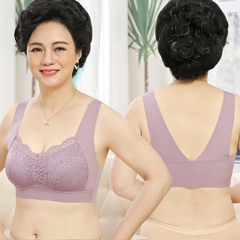 【燕飛推荐】中老年妈妈背心式运动舒适内衣蕾丝全罩杯无钢圈文胸