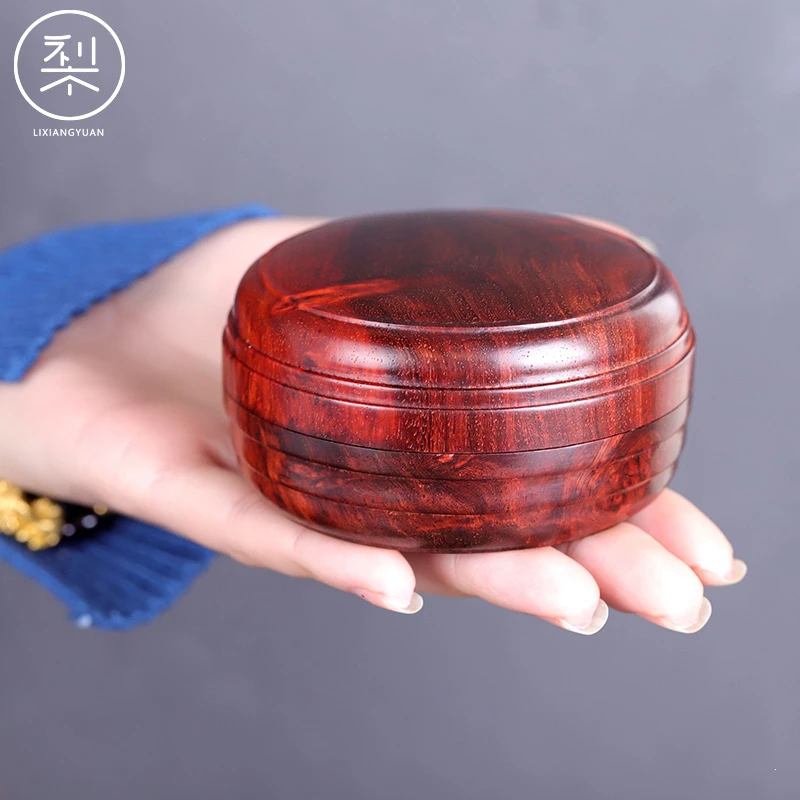 梨香院 胭脂盒 印度小叶紫檀木印泥盒小盒子复古中国风红木小圆盒