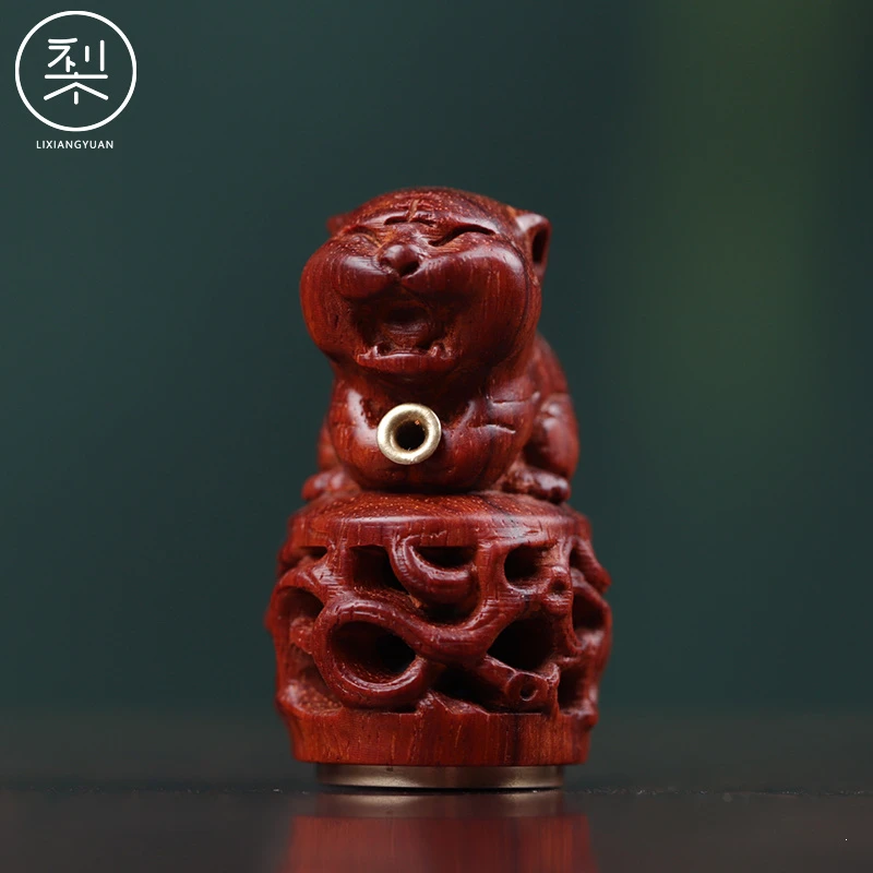 梨香院 老虎线香插 印度小叶紫檀木小号香座随身便携木质古风复古