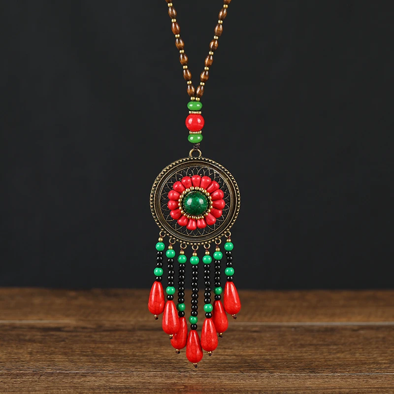 合金项链 新款网红民族风长款女毛衣链时尚百搭衣服挂饰妈妈项链