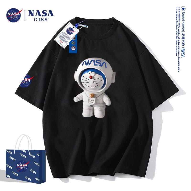 NASA GISS联名款2022新款纯棉T恤男女同款长绒棉哆啦A梦8038A-XZ