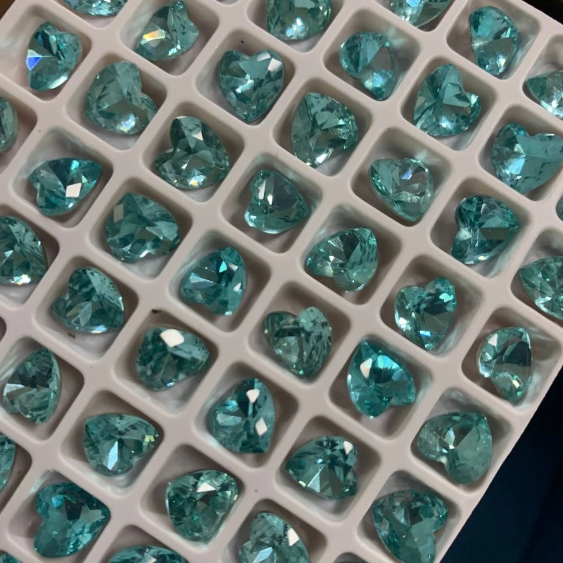 施家同款春柚美甲网红新款饰品高闪浅湖蓝桃心美甲饰品8*8mm