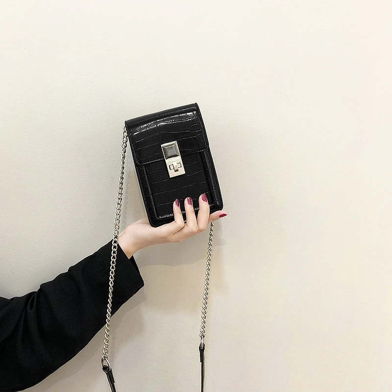 上新小包包女2025新款潮ins百搭链条斜挎包网红时尚鳄鱼纹手机包