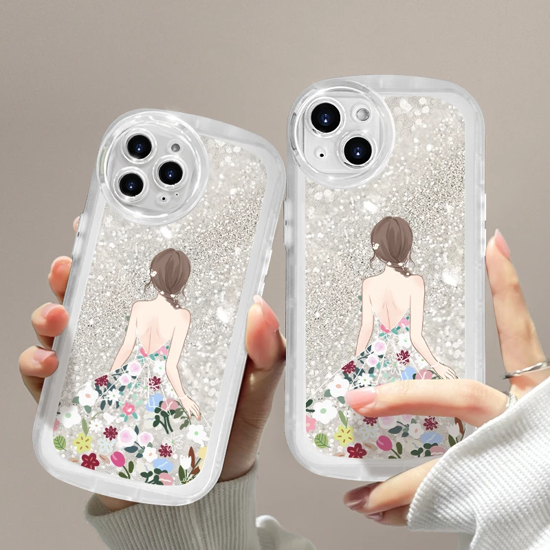 【适用于苹果/华为/vivo/oppo/小米】闪粉卡百花背影女神手机壳