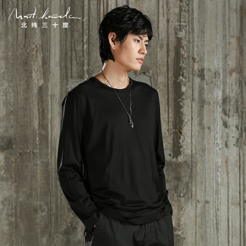 【北纬三十度春季新品】原创设计师品牌纯棉圆领长袖T恤衫19770Y