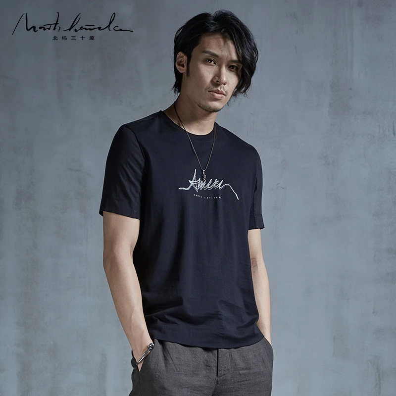 【北纬三十度】原创设计师品牌男装新品印花圆领短袖T恤20761Y