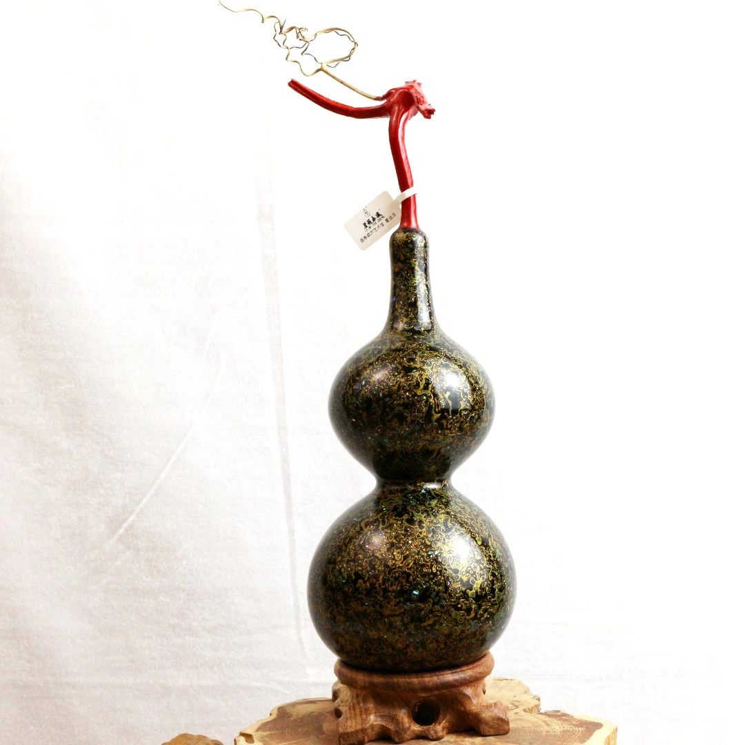 盛泰葫芦-唐宇匏漆 大漆葫芦 黑金八宝  藏品级 摆件 一物一图