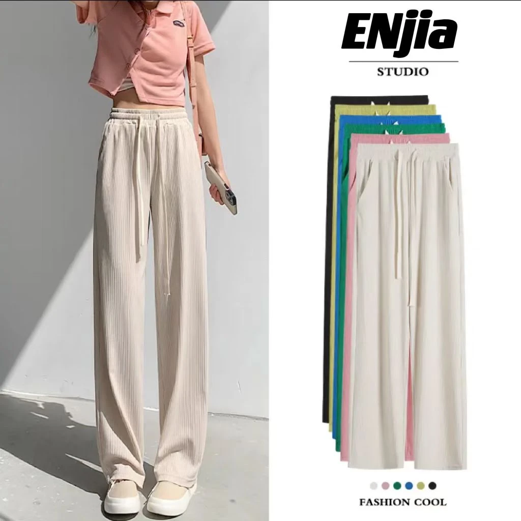 【恩佳专享】夏季新款~2022冰丝阔腿裤薄款高腰洋气宽松休闲裤女