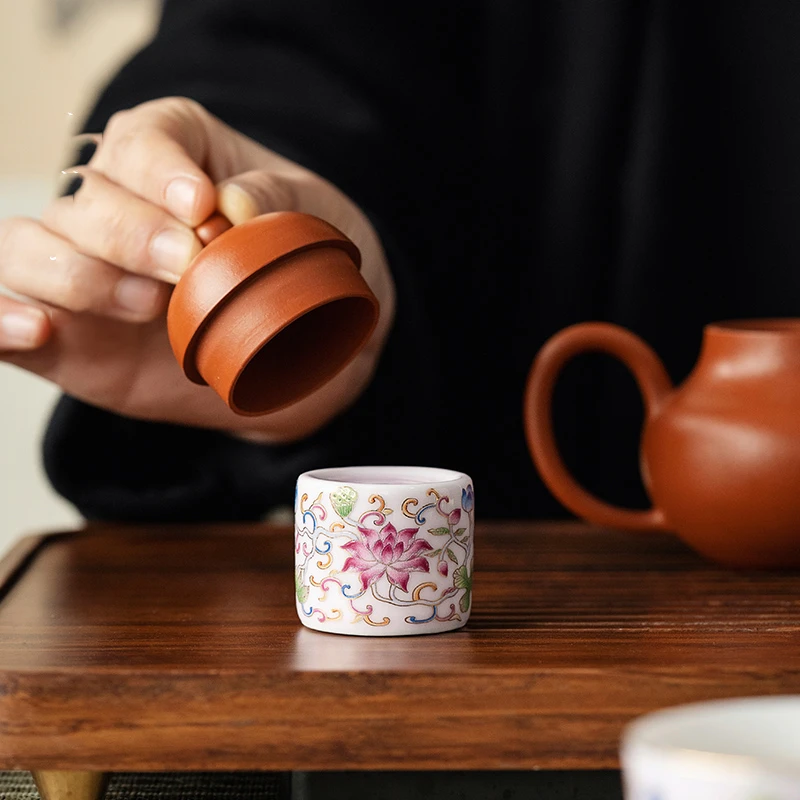 珐琅彩盖置紫砂茶壶青花陶瓷盖碗盖子配盖托功夫茶道零配茶具中式