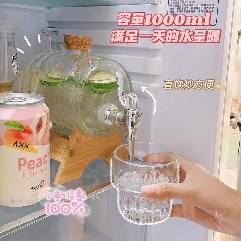 柠檬水瓶带龙头冰箱凉水玻璃壶红酒洋酒白酒瓶果汁可乐啤酒桶家用
