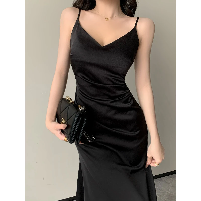 JIJINQI【现货】黑色连衣裙2024夏季法式性感辣妹连衣裙JINQC0532