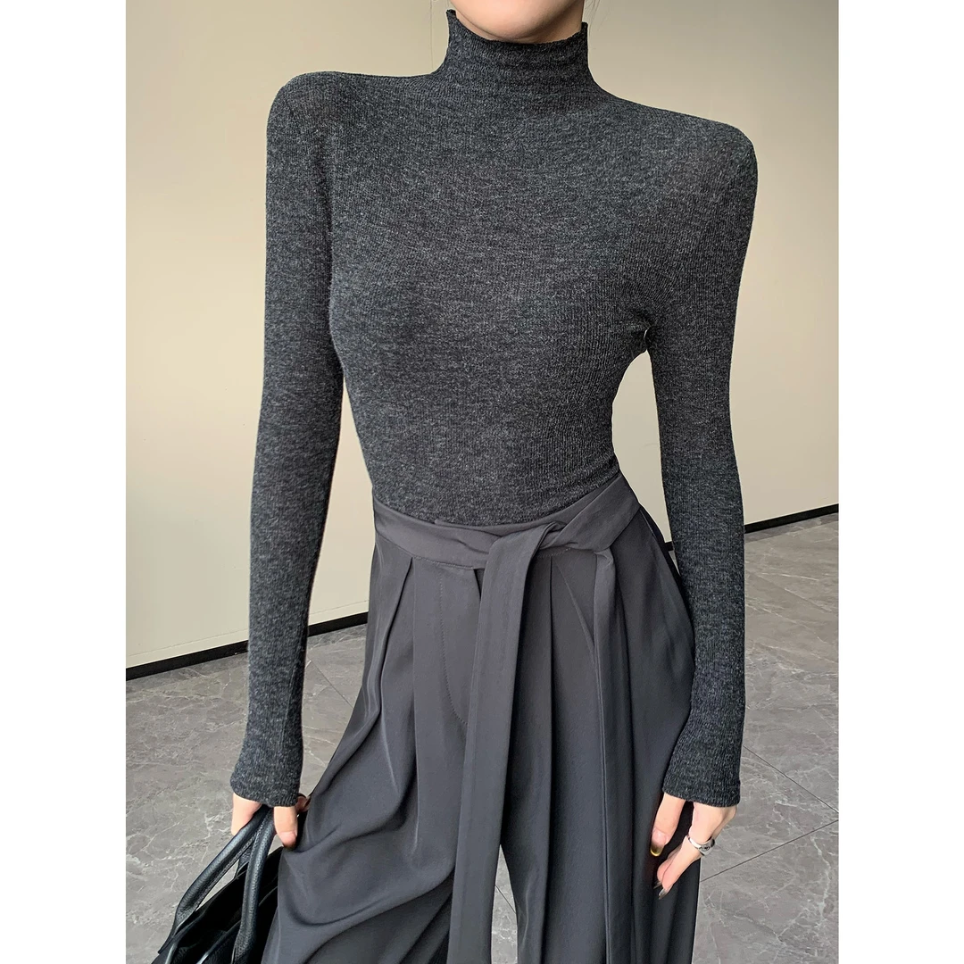 JIJINQI显瘦气质长袖打底上衣秋冬新款修身百搭针织衫JC09SZPT472