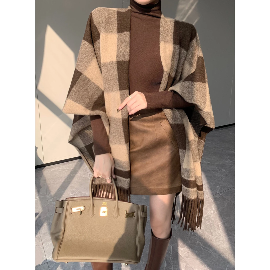 JIJINQI时尚百搭格纹保暖披肩围巾秋冬新款格子围巾 JC10WAPT518