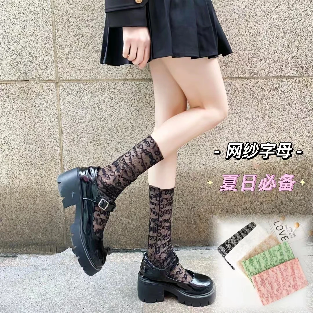 夏季薄款日系网纱蕾丝堆堆袜玛丽珍袜子女中筒袜小腿袜