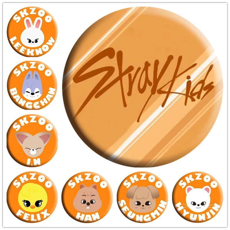 Stray Kids卡通徽章 胸章 胸针 圆形马口铁胸章