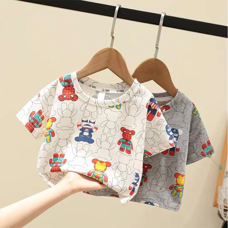 男童短袖T恤纯棉2024夏装新款儿童宝宝体恤衫小童卡通印花上衣潮