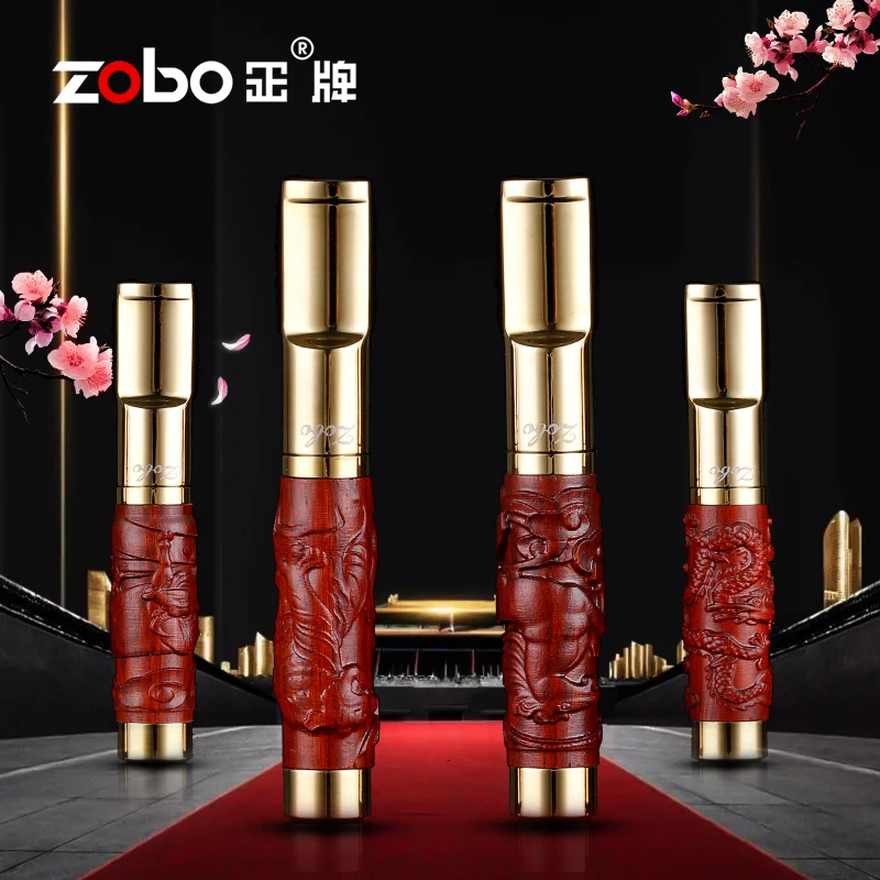 Zobo/正檀木12生肖烟嘴送礼送长辈粗中细通用过滤烟嘴循环焦油