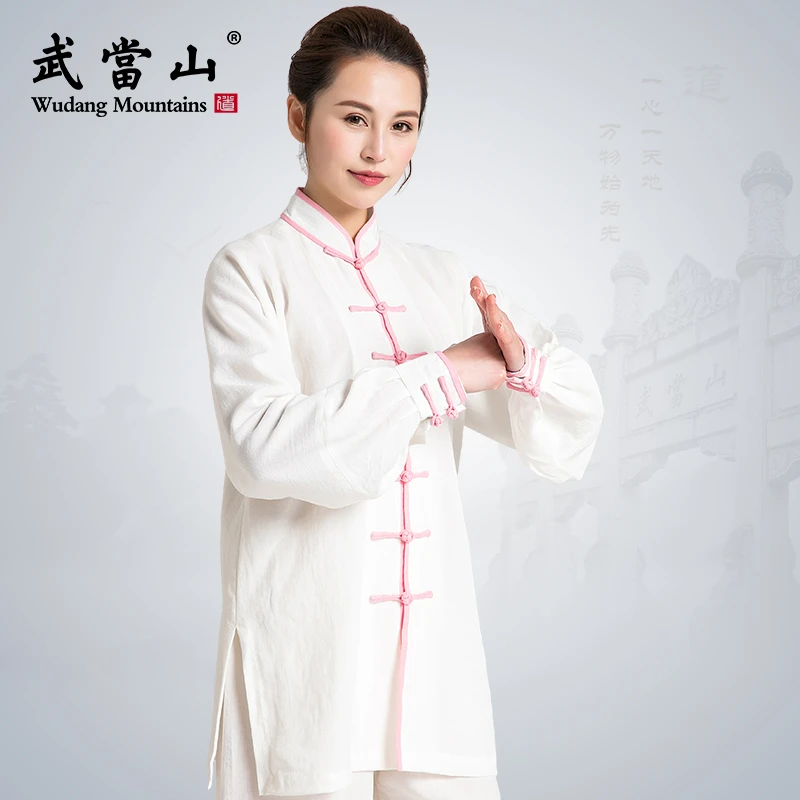 武當山太极服包边改良太极服男女新款飘逸时尚夏季中国风白色太极