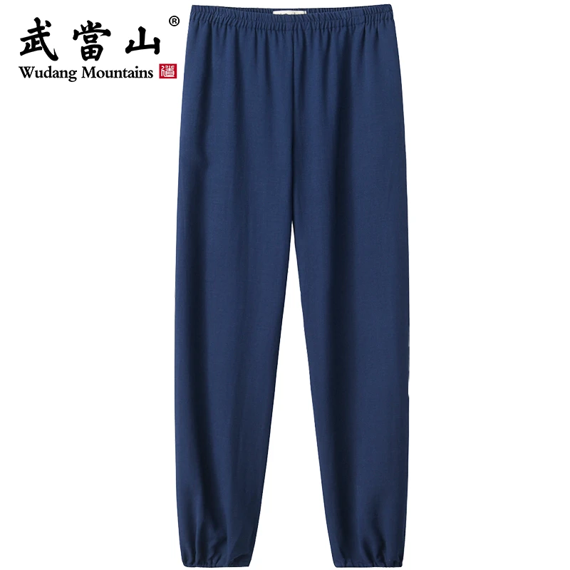 武当山太极裤男女飘逸薄款双口袋宽松夏季竹节麻灯笼裤太极练功裤
