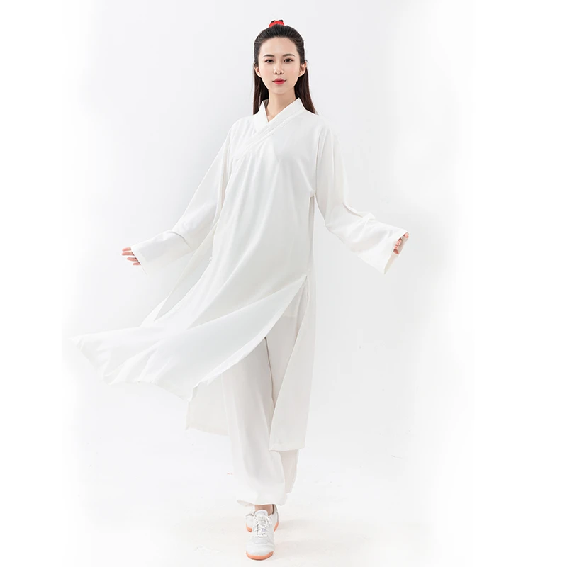 武當山太极服女中国风宽松复古斜襟袍外套明制汉服男长款斜襟套装