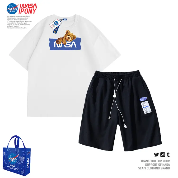【粉丝专享】NASA线上联名夏季新款情侣休闲运动跑步短裤套装
