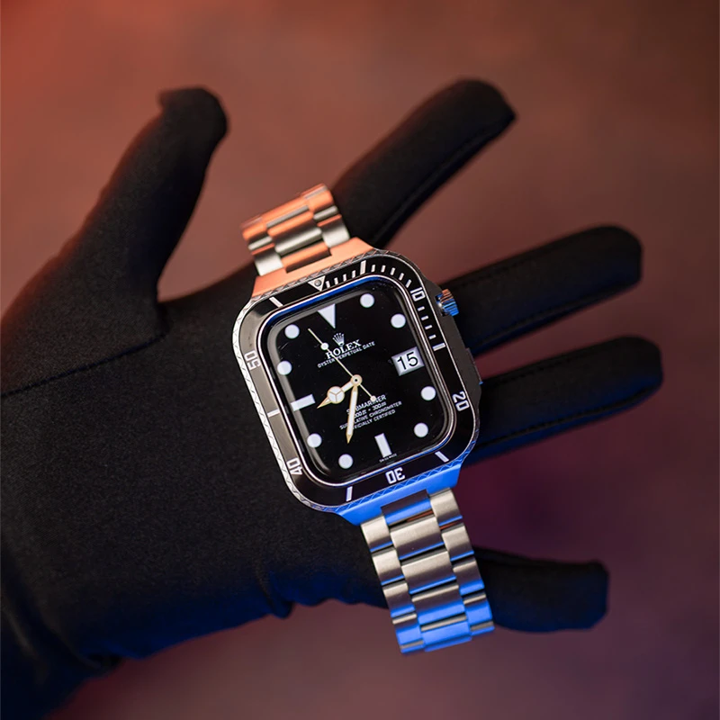 本亦优品iwatch7表带改装水鬼金属表壳适用苹果手表AppleWatch654