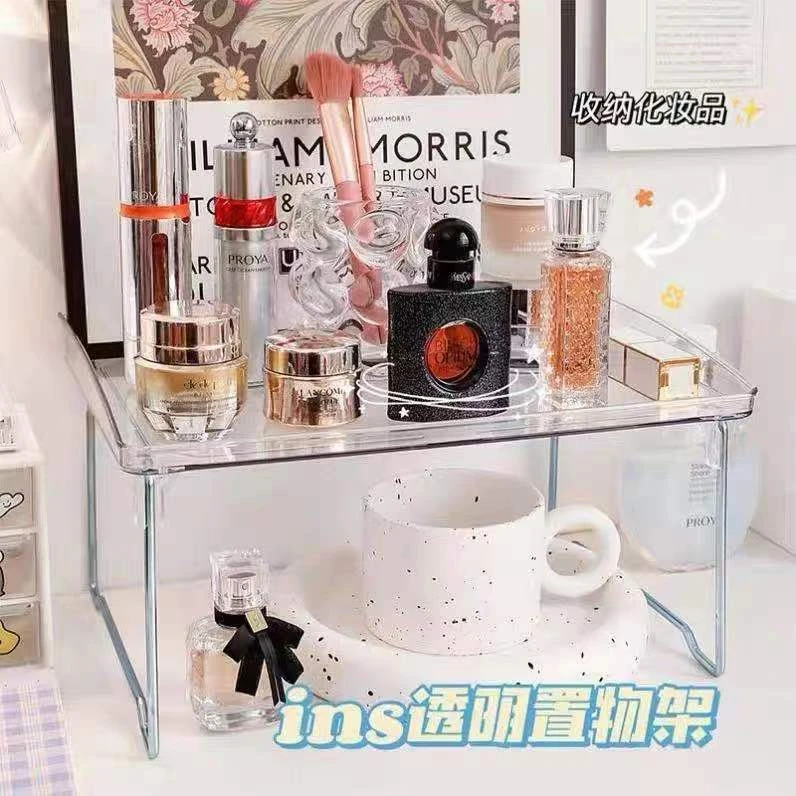 亚克力透明大容量折叠桌面置物架宿舍收纳卧室房间分层增高架神器