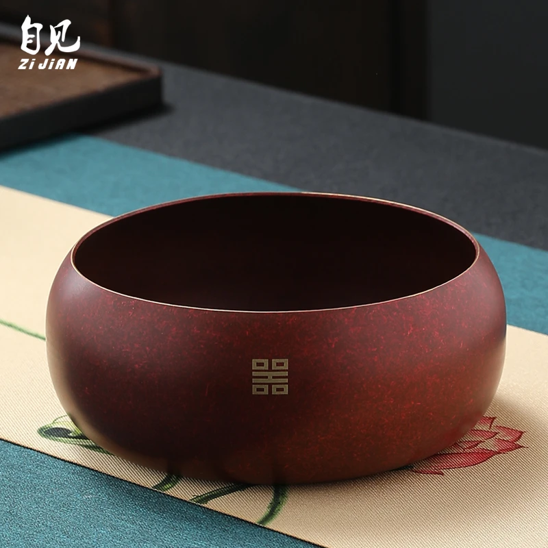 黄铜茶洗洗茶杯盆家用大号禅意茶具配件洗茶器茶碗笔洗茶渣缸水盂