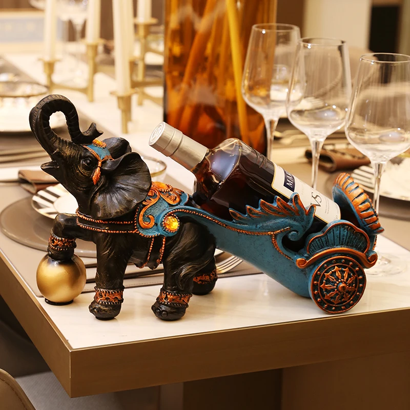 吉祥大象酒架酒柜装饰品葡萄酒架电视柜家居饰品轻奢摆件酒瓶架